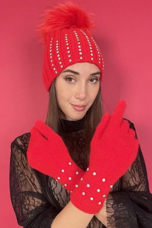 red glove with rhinestone red glove with rhinestone red glove with rhinestones