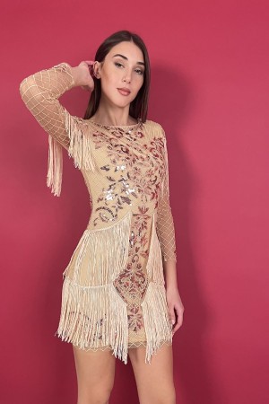 grace-Kleid mit Pailletten und Fransen Grace-Kleid mit Pailletten und Fransen-Gnadekleid mit Pailletten und Fransen