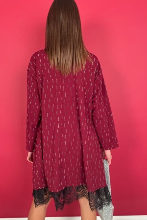 vestido de Chemisier de Noemi con diamantes de imitación y vestido de encaje, vestido de Chemisier de Lace Honemi con diamantes 