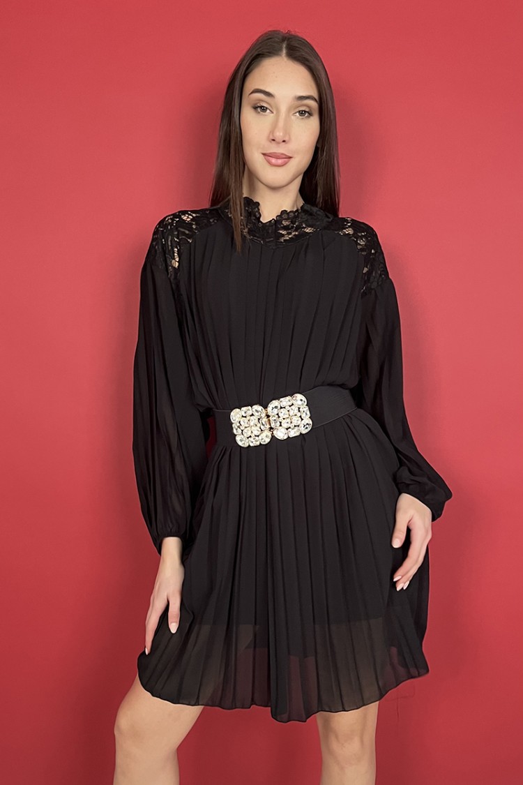 geneva dress pleated with lace insert Geneva dress pleated with lace insert Geneva dress pleated with ...