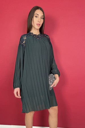 geneva dress pleated with lace insert Geneva dress pleated with lace insert Geneva dress pleated with ...