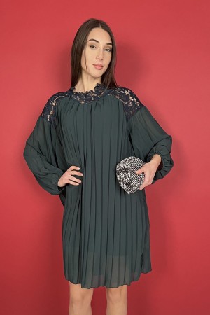 geneva dress pleated with lace insert Geneva dress pleated with lace insert Geneva dress pleated with ...