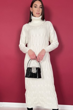 vestido de punto trenzado Sonia con vestido de altura de Sonia de cuello en un punto trenzado con altura de la Sonia de cuello a