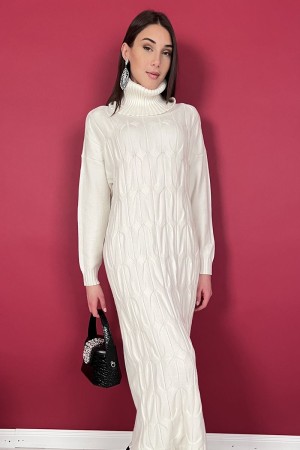 vestido de punto trenzado Sonia con vestido de altura de Sonia de cuello en un punto trenzado con altura de la Sonia de cuello a