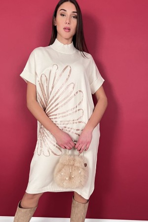 short clear mesh dress with embroidery Short clear knitted dress with embroidery Short clear mesh dress with embroidery