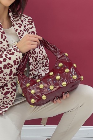 borsa cherry in lattice con borchie  borsa cherry in lattice con borchie  borsa cherry in lattice con borchie