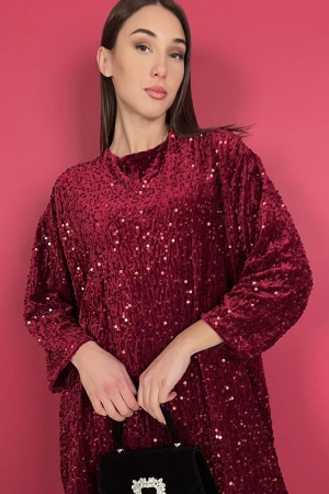 abito lara corto in veluto con paillettes e fiocco sulla schiena  abito lara corto in veluto con paillettes e fiocco sulla sc...