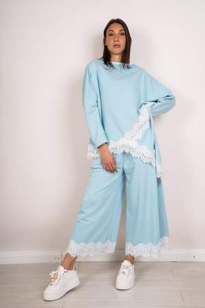 coordinato brenda maglia asimmetrica con pizzo e pantalone con pizzo al fondo  coordinato brenda maglia asimmetrica con pizzo...