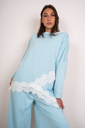 coordinato brenda maglia asimmetrica con pizzo e pantalone con pizzo al fondo  coordinato brenda maglia asimmetrica con pizzo...