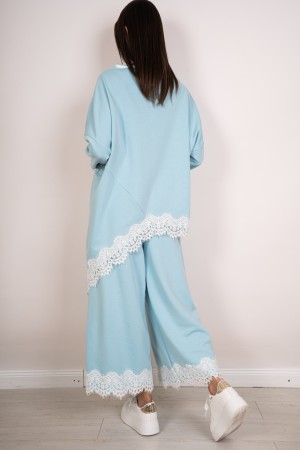 mesh asymétrique de Brenda coordonné avec dentelle et pantalon avec dentelle au fond coordonné Brenda treillis asymétrique avec 