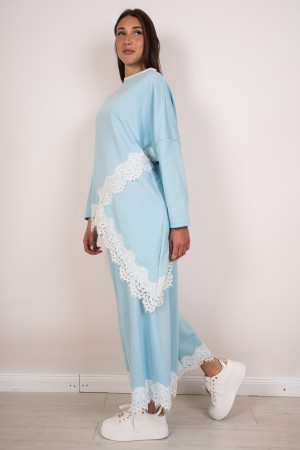 mesh asymétrique de Brenda coordonné avec dentelle et pantalon avec dentelle au fond coordonné Brenda treillis asymétrique avec 