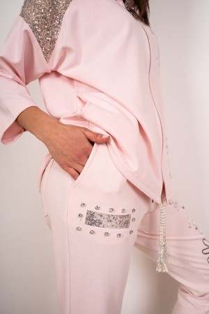 coordinato fabiola felpa e pantalone con cappuccio e strass  coordinato fabiola felpa e pantalone con cappuccio e strass  coo...