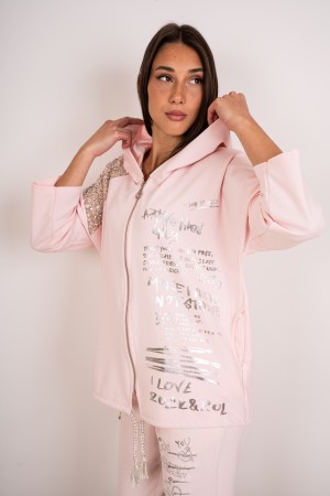 sudadera coordinada de Fabiola y pantalones con capucha y sudadera coordinada de diamantes de imitación y pantalones con capucha