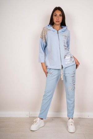 sudadera coordinada de Fabiola y pantalones con capucha y sudadera coordinada de diamantes de imitación y pantalones con capucha