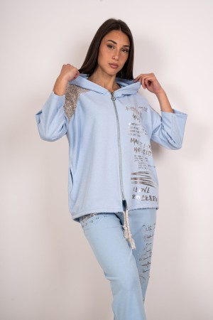 sudadera coordinada de Fabiola y pantalones con capucha y sudadera coordinada de diamantes de imitación y pantalones con capucha