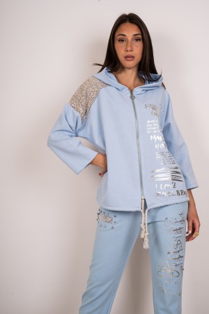 sudadera coordinada de Fabiola y pantalones con capucha y sudadera coordinada de diamantes de imitación y pantalones con capucha