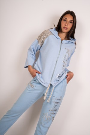 koordiniertes Fabiola-Sweatshirt und Kapuzenhosen und Strass-koordiniertes Fabiola-Sweatshirt und mit Kapuze Hose und Strass-COO