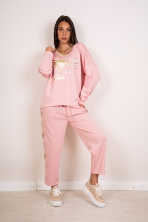 coordinó Alessia Maglia y pantalones con envueltos y Rhinestone Coordinó Malla de Alessia y Pantalones con Shroud and Rhinestone