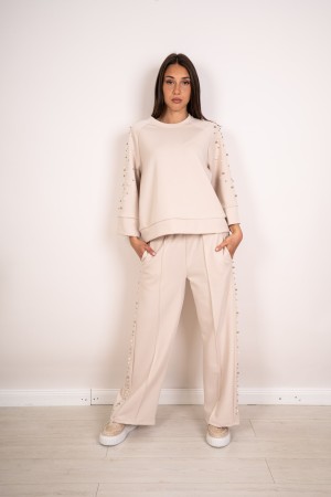coordinated Francesca knit and trousers with perle and rhinestone coordinated Francesca knit and trousers with pearls and rhines