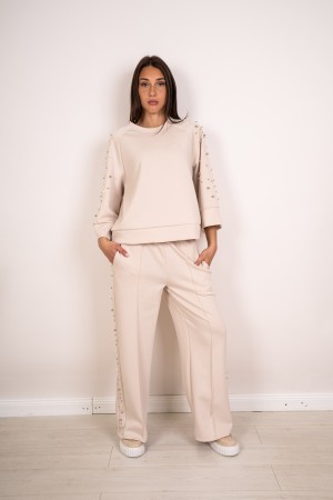 coordinated Francesca knit and trousers with perle and rhinestone coordinated Francesca knit and trousers with pearls and rhines