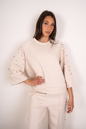 koordinierte Francesca-Strick- und Hosen mit Perrangation und Rhinestone koordinierten Francesca-Strick- und Hosen-Hosen mit Per