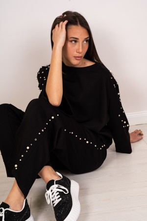 coordinó Francesca Punto y Pantalones con Perle y Rhinestone Coordinó Francesca Punto y Pantalones con perlas y Rhinestones Coor