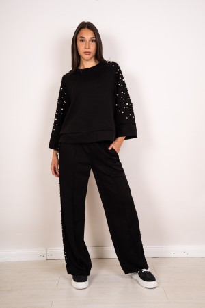 coordonné Tricot et pantalon Francesca avec Perle et strass coordonnés Francesca tricot et pantalon avec des perles et des stras