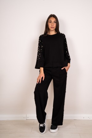 coordinato francesca maglia e pantalone con perle e strass  coordinato francesca maglia e pantalone con perle e strass  coord...