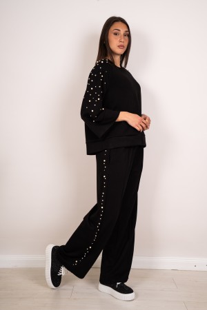 coordonné Tricot et pantalon Francesca avec Perle et strass coordonnés Francesca tricot et pantalon avec des perles et des stras