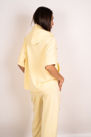 camisa coordinada con capucha y camisa de manga corta y pantalones de manga corta, coordinada, Rhinestone Ginebra con capucha, c