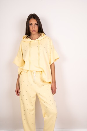 koordinierte Geneva-Kapuzen- und Kurzarm-Hemd und Hosen koordinierter Rhinestone Geneva mit Kapuze Jersey und Hände ...