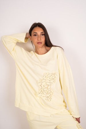 miriam koordiniertes Netz und Hosen mit Pailletten und Stickerei-koordiniert Miriam Mesh und Hosen mit Pailletten und COO-Sticke