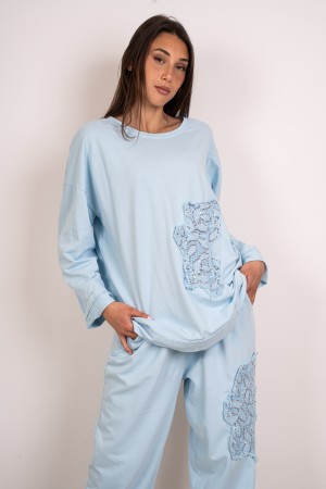 miriam koordiniertes Netz und Hosen mit Pailletten und Stickerei-koordiniert Miriam Mesh und Hosen mit Pailletten und COO-Sticke