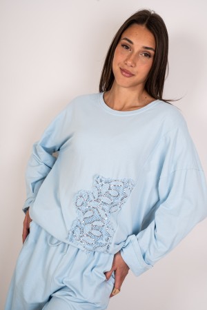 miriam Coordinó la malla y los pantalones con lentejuelas y bordados Coordinó Miriam Mesh y Pantalones con lentejuelas y bordado