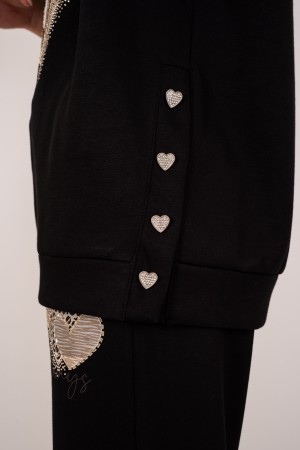 koordinierte Herzstricke und Hosen mit Druck- und Strass-Koordiniertes Herzstricken und Hosen mit Druck- und koordinierten Stras