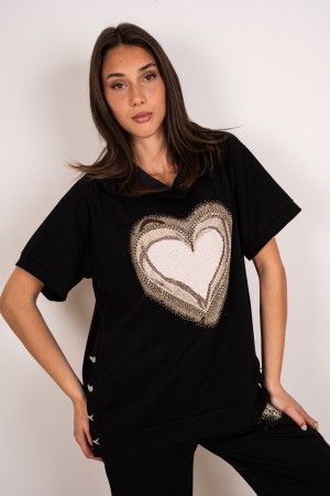 tricots coordonnés et pantalons coordonnés avec impression et strass coordonné cardiaque et pantalon avec impression et strass c