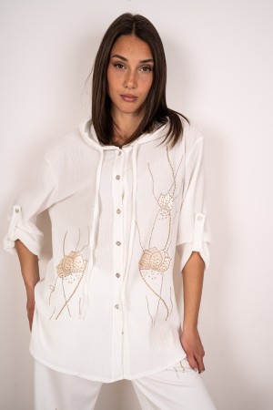 camisa coordinada de Dalila sobre y pantalones con impresión y diamantes de imitación de Dalila Coordinada de diamantes de imita