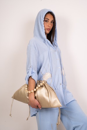 chemise Dalila coordonnée sur et pantalon avec impression et strass coordonnée Dalila chemise sur et pantalon avec impression et