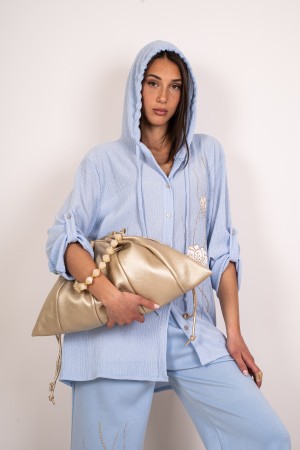 chemise Dalila coordonnée sur et pantalon avec impression et strass coordonnée Dalila chemise sur et pantalon avec impression et