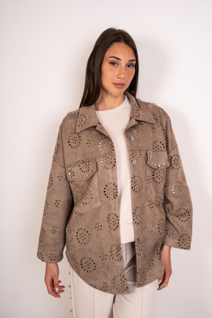 veste de Karen dans une veste ecocompany perforée avec strass karen veste en écocamosité perforée avec veste Karen strass à Ecoc