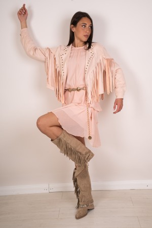 chaqueta de Texas en Eco-Showed con Fringes y Studs Texas Chaqueta en Ecocamoscusio con Fringes y Studs Texas Chaqueta en Ecocam