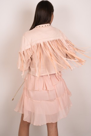 texas jacket in eco-sampled with fringes and studs Texas jacket in ecoCamoscuscio with fringes and studs Texas jacket in Ecocamo