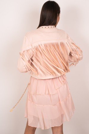 texas jacket in eco-sampled with fringes and studs Texas jacket in ecoCamoscuscio with fringes and studs Texas jacket in Ecocamo