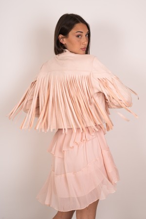 veste Texas en Eco-échantillonnée avec des franges et des goujons Veste Texas en Ecocamoscuscio avec franges et goujons Veste Te