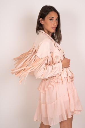 chaqueta de Texas en Eco-Showed con Fringes y Studs Texas Chaqueta en Ecocamoscusio con Fringes y Studs Texas Chaqueta en Ecocam