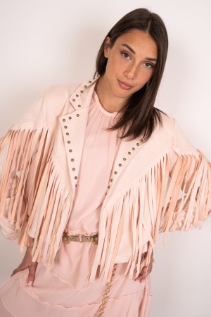 chaqueta de Texas en Eco-Showed con Fringes y Studs Texas Chaqueta en Ecocamoscusio con Fringes y Studs Texas Chaqueta en Ecocam