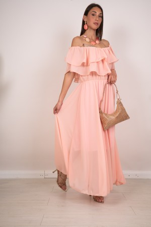 ludovica Dress with Boat Neckline and Ruches Ludovica Dress with Boat Neckline and Ruches Ludovica Dress with Boat Neckline and 