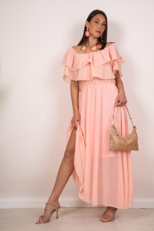 vestido de Ludovica con escote en barco y ruchos vestido de ludovica con escote escote y ruchos vestido de ludovica con escote e