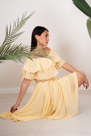 vestido de Ludovica con escote en barco y ruchos vestido de ludovica con escote escote y ruchos vestido de ludovica con escote e