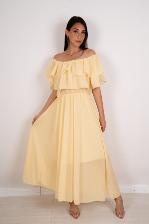 vestido de Ludovica con escote en barco y ruchos vestido de ludovica con escote escote y ruchos vestido de ludovica con escote e